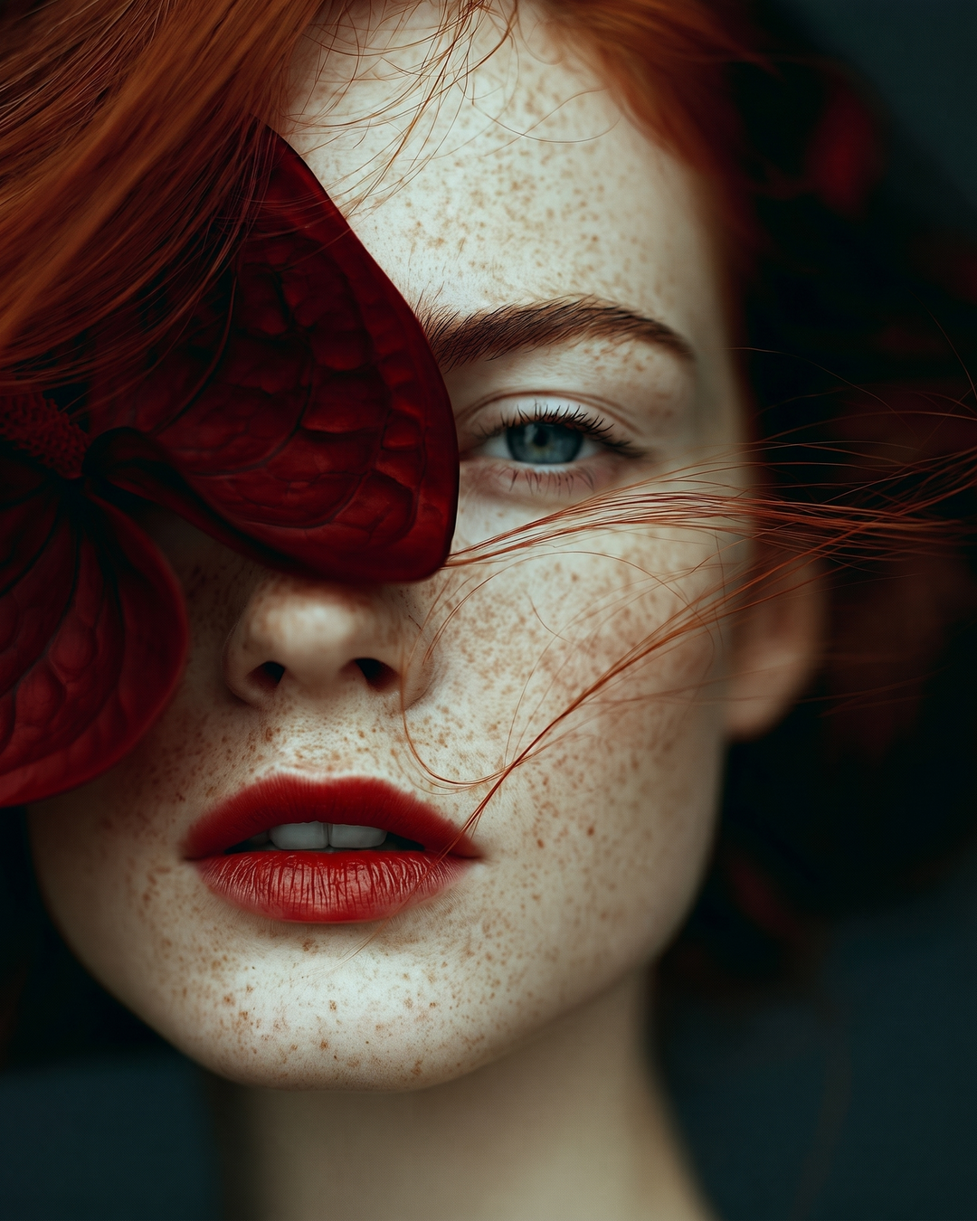 Editorial — czerwona suknia AI